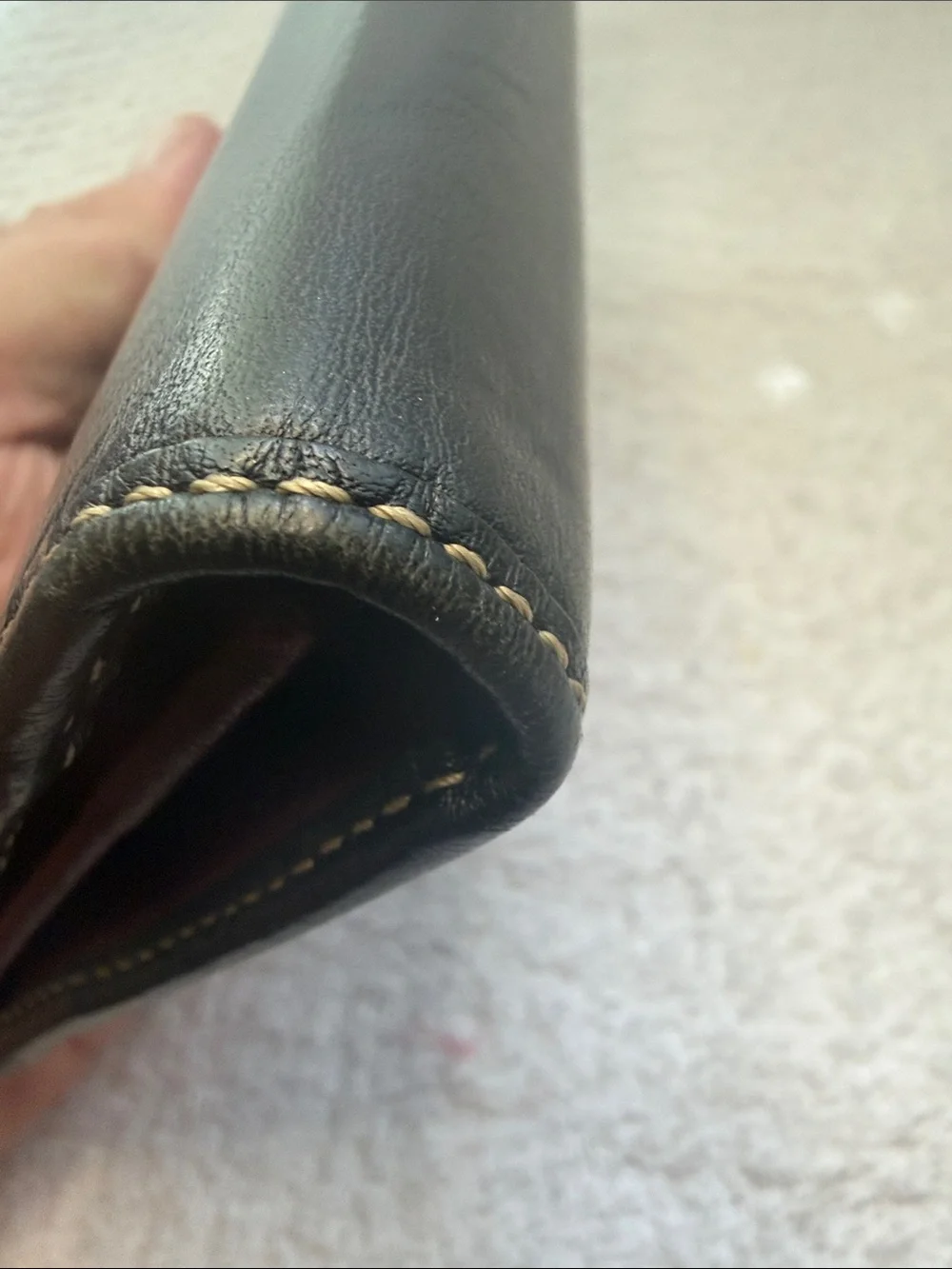 Coach Black Leather Wallet with Contrasting Stripes